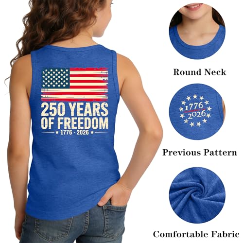 Image of Ithalt Girls 4th of July Tank Top for Kids Boys USA Patriotic Shirt American Flag Tshirt Red White and Blue Sleeveless