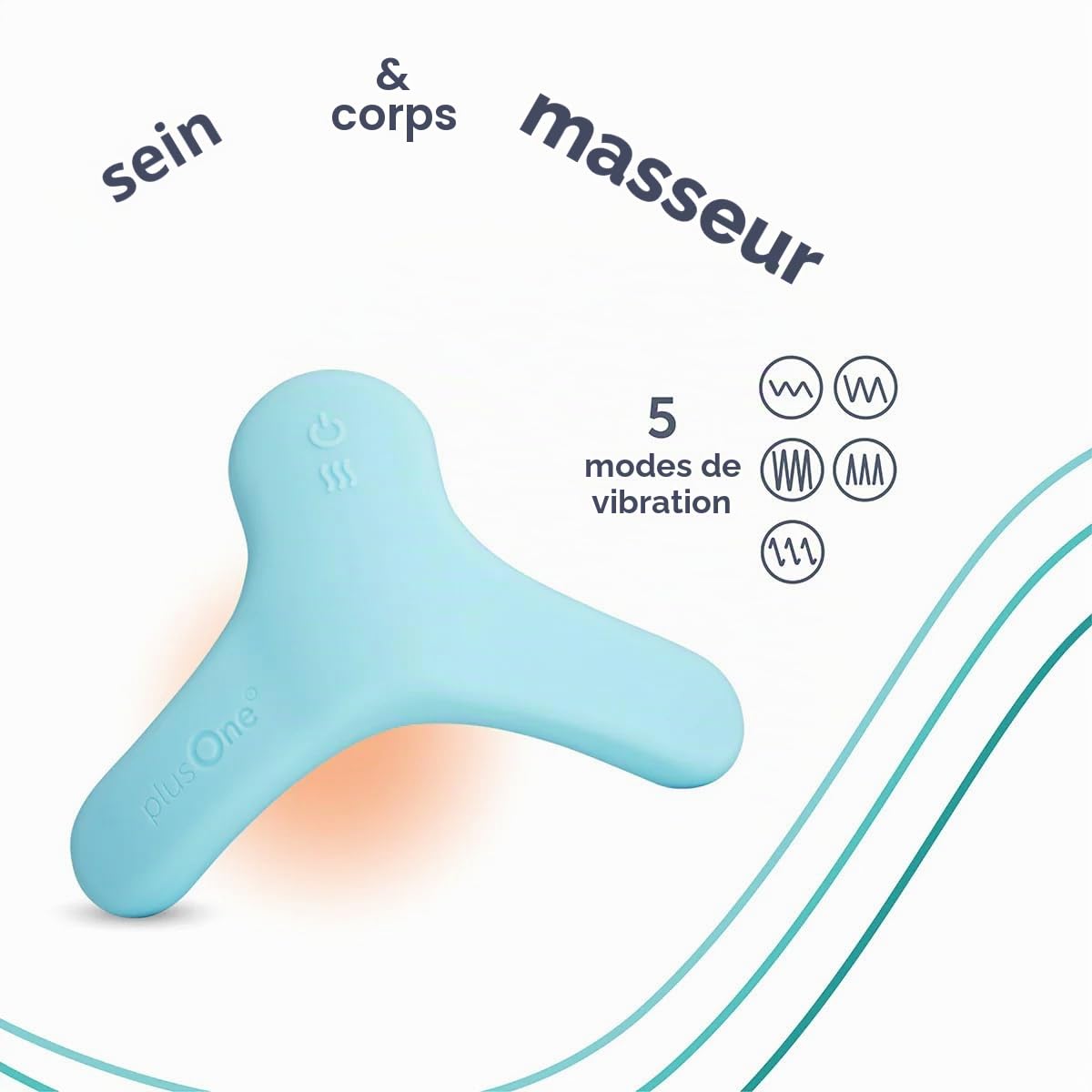 plusOne Breast Body Warming Lactation Massager, 5 Modes | Reduces Breast and Body Pain, 5 Vibrating Modes, 3 Warm Settings, 100% Waterproof, Helps Relieve Cramps