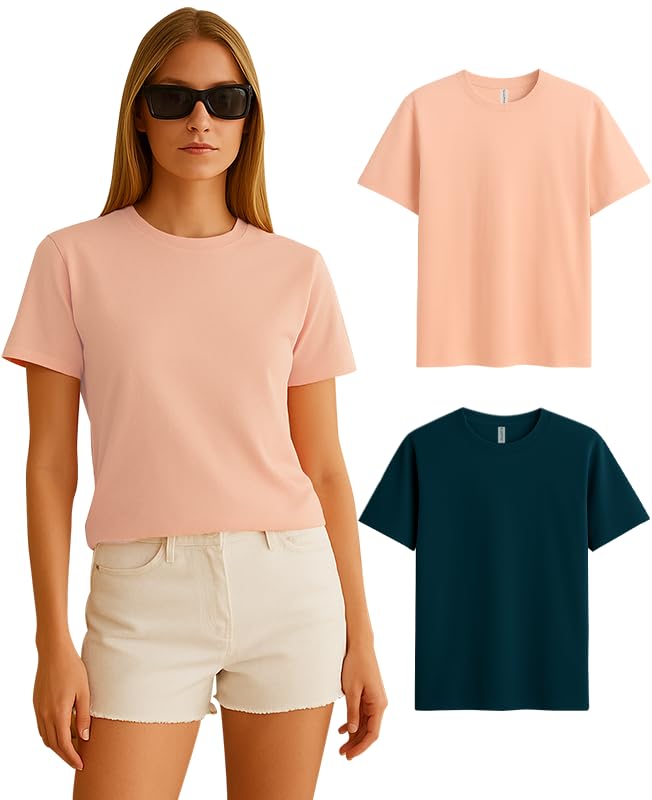 Image of Sleepynuts Women's Plain Round Neck Regular Fit Half Sleeve Cotton T Shirt