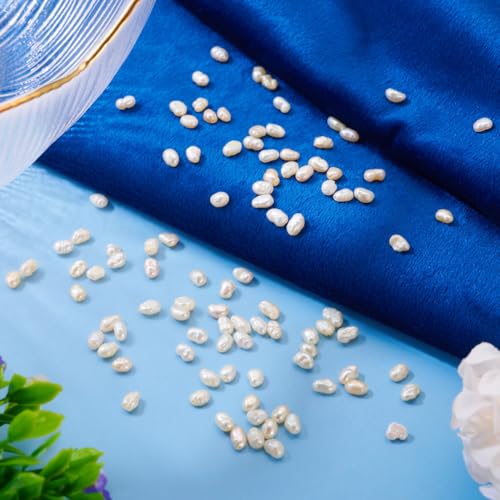 Image of Beadthoven Natural Freshwater Cultured Pearls 3.5-4.5mm Irregular Potato Gets Beads Oval Rice Loose Beads Charms for DIY Bracelets Necklace Earrings Home Party Decoration Hole