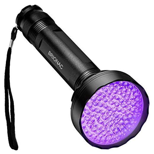 BRIONAC UV Black Light Flashlight, 100 LED 395nm Wavelength for Pet (Cat/Dog) Urine Detector, Dry Stains, Bed Bug and Scorpion with 6AA Batteries (Not Included), Matching with Pet Odor Eliminator