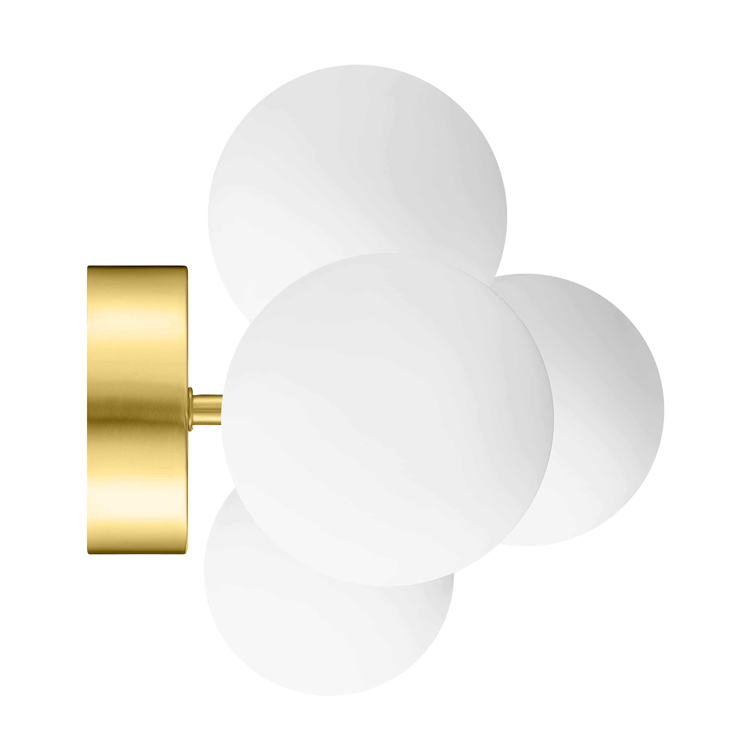 Bathroom Vanity Lights, 5-Light Bathroom Light Fixtures, Mid Century Modern Gold Bathroom Light Ceiling Light, Dimmable LED Wall Sconces Semi-Flush Mount Light Fixture with Milk Glass, Gold Brushed