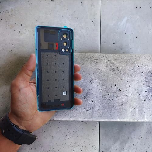 Image of Replacement Glass Back Battery Door Housing Panel with Camera Frame Logo and Adhesive Sticker for OnePlus Nord 2 5G DN2101 (Blue Haze)