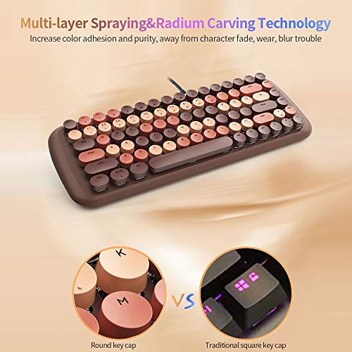 Teclado mecânico Candy M com fio 84 teclas Teclado para jogos com interruptor azul Luz de fundo bran