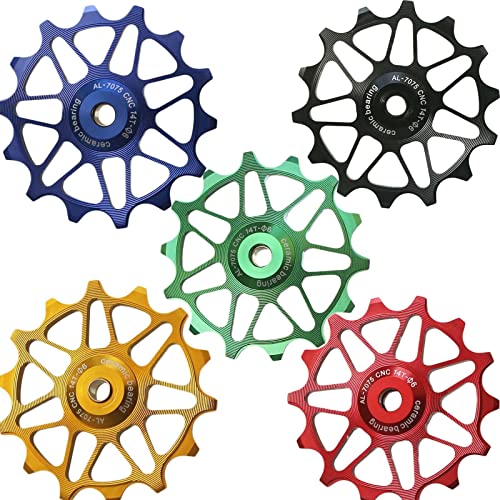 Bike Ceramic Pulley Rear Derailleur 12T 14T Guide Bearing Jockey Wheel Set (12T Green) #TOP2