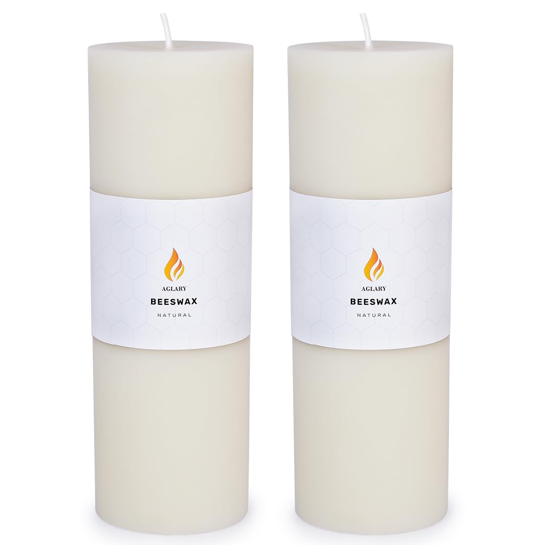 Candele a colonna in cera d'api bianca, 100% pura cera d'api, 100 ore di combustione, inodore, antigoccia e senza fumo, stoppino in cotone biologico, 7,6 x 22,9 cm (confezione da 2)