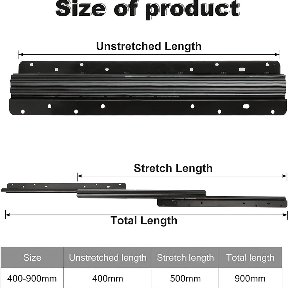 Guide Cassetti,Guide Per Cassetti pesanti,Guide Scorrevoli Per Ripiani Estraibili,2PCS guide per cassetti con cuscinetti a sfera in metallo,400-900 mm,capacità di carico 120 kg per Mobili