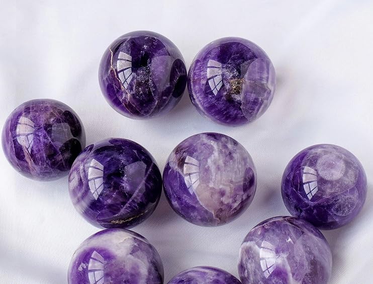 NIBHZ 9pc Natural Amatista Cuarzo Esfera Grande Bastante Amatista Piedra Bola de Cristal curativo Bola de Cristal de Piedra de Cristal,Púrpura,55mm