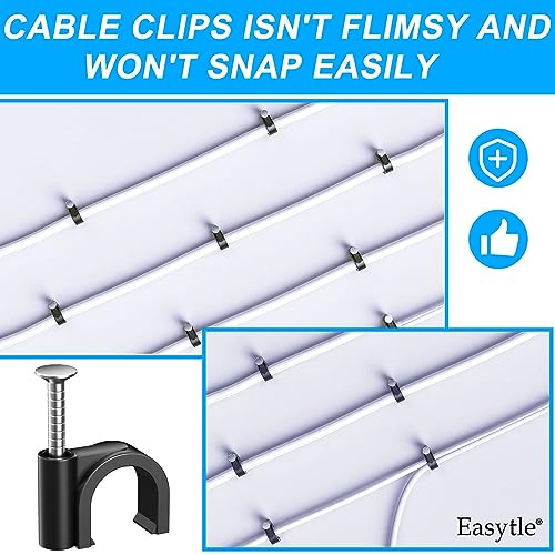 image for Easytle 400pcs Black Cable Clips 4/6/8/10mm Cable Wire Clips Nail in C