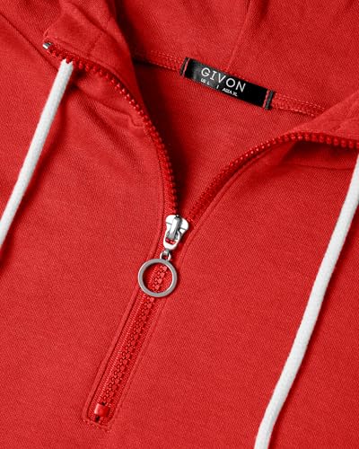Image of GIVON Womens Casual Zip Up Hoodie Cotton Blend Soft Fabric Basic Layering Hooded Jacket with Kangaroo Pocket