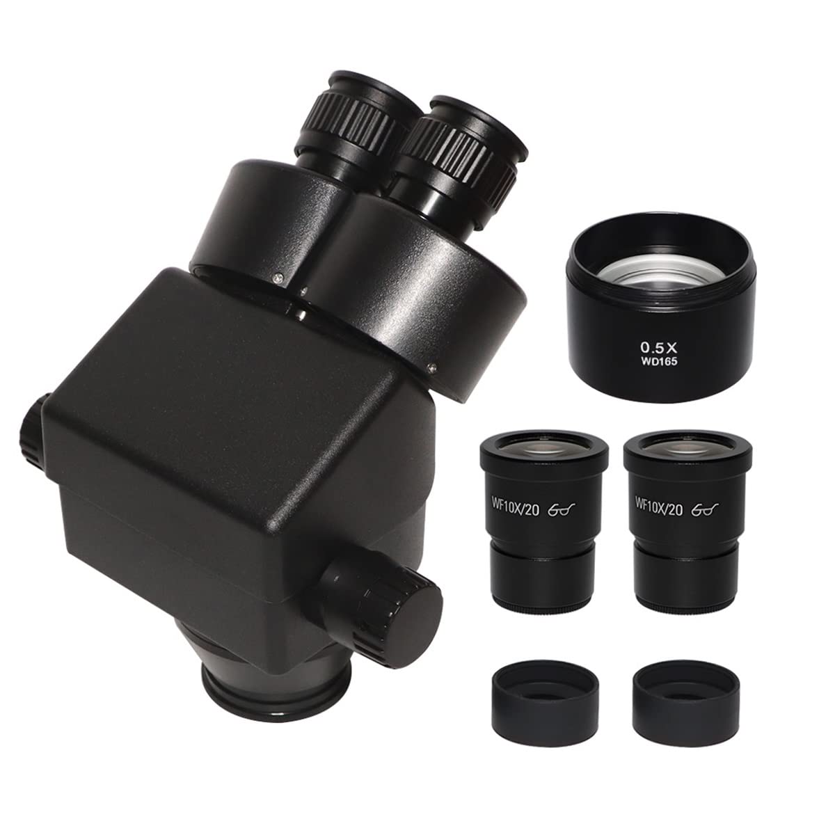 Microscopio Microscopio estéreo Binocular 3.5X-90X 7X-45X 0,5X 2,0X Lente Auxiliar + Cabezal de microscopio estéreo con Zoom for reparación de PCB SMT de teléfono(7X-90X)