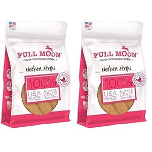 Full Moon Chicken Strips Healthy All Natural Dog Treats Human Grade Made in USA Grain Free, 1.5 Pound (Pack of 2)
