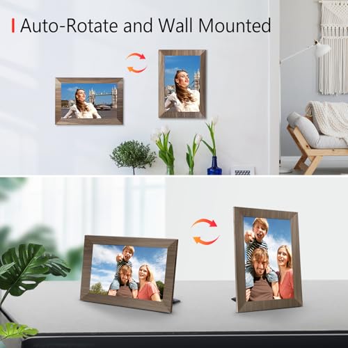 Image of Canupdog WiFi Digital Picture Frame 10.1 Inch, IPS Touch Screen Smart Cloud Digital Photo Frame with 16GB Storage, Wall Mountable, Auto-Rotate, Share Photos from Anywhere Via App