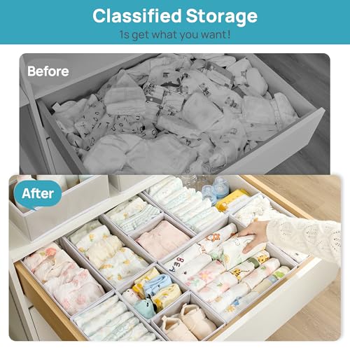 Vtopmart-18-Pack-Baby-Clothes-Organizer-Foldable-Fabric-Drawer-Bins-Nursery-Drawer-Storage-Baby-Clothes-Organization-Foldable-Fabric-Bins-Dresser-Closet-Organizer-Socks-Bras-Accessories