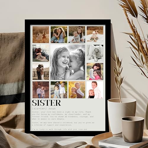 Image of Art Street Customized Sister's Gift for your Sister with 13 Pictures Collage print for Sister Gifts Photo Frame With Photo Upload, Birthday, Couple, Rakhi (9.2x12.6 Inch)
