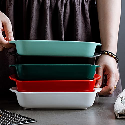 Bicuzat Ceramic 9 Inch 20 Oz Pie Baking Dishes Bakeware With Double Handle Au Gratin Dish For Kitchen And Home Baking Fish Potatoes Bread Oven Safe Plates Microwave Dishwasher Safe-1 Pcs-Green #TOP2
