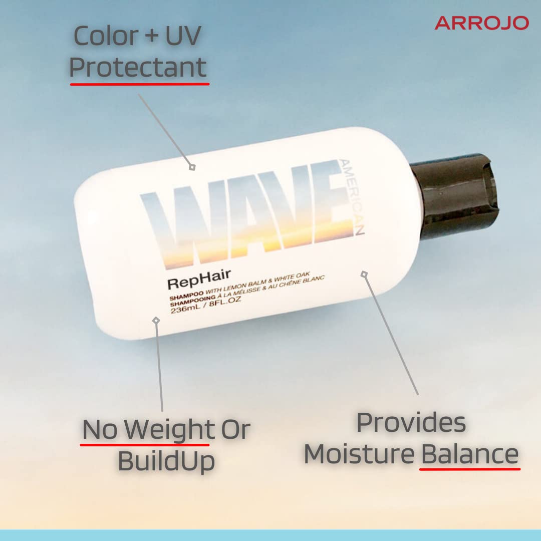 ARROJO RepHair Sulfate Free Shampoo – Hair Shampoo to Moisturize & Rehabilitate Hair - Moisturizing Shampoo w/Vitamin E, Chamomile – Shampoo for Color Treated Hair for Glossy Shine