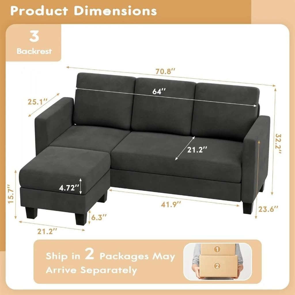 Sofa with Linen Fabric Sectional Sofa Couch Movable Small Couch for Small Apartments Living Room Home