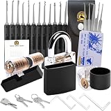 Picking Waterproof Padlock Set Long Shackle Double Bayonet Pick Protection Kit, 1.5in Body with Keys Included, 3 Pack, Black GD16