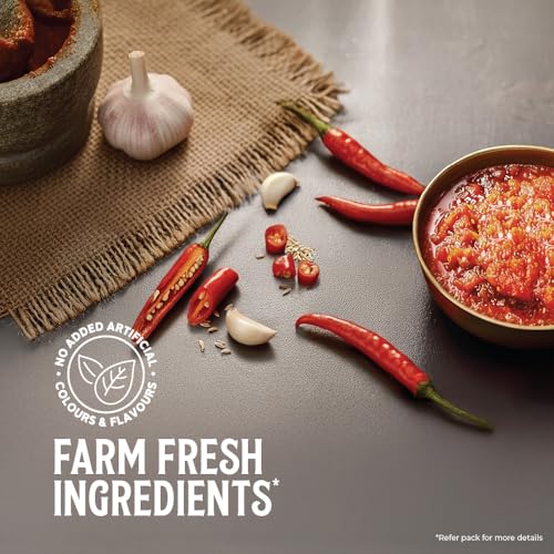 Image of Kissan Teekhi Lehsun Mirch Chutney, Chilli Garlic Chutney, 200g, For Traditional Rajasthani Flavors, With Mathania Red Chilli & Fresh Whole Garlic, Silbatta Like Texture, Ready To Eat (Pack of 3)