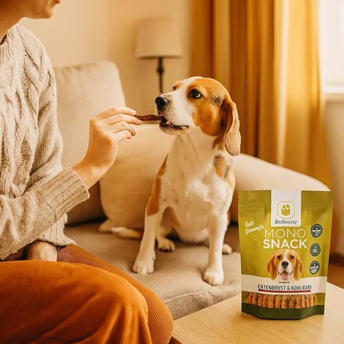 Balloony.pet Monosnack Kaustangen Entenbrust & Kohlrabi – Natürliche hundeleckerli für empfindliche Hunde – Luftgetrocknete leckerlies für Hunde (150g)