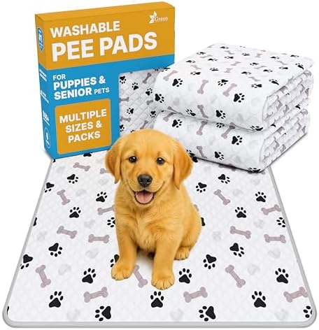 GREEN LIFESTYLE Washable Pee Pads for Dogs - Waterproof Reusable ...