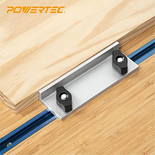 POWERTEC 71695 Kit de parada longa universal para sistema T-Track com puxador de asa, 1 unidade