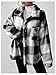 SHENHE Women's Plaid Fuzzy Fleece Jacket Button Down Oversized Sherpa Warm Coat Outerwear Black and White Small