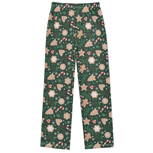 Boy's Lounge Pants Green Christmas Element Kids Jogger Pants Elastic Waist Long Bottoms with Pockets 6-14 Years - Main Image