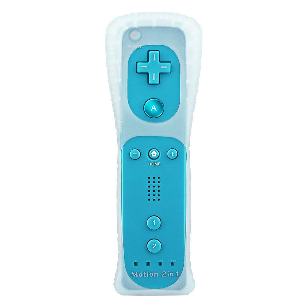 YiYunTE Télécommande Motion Plus 2 en 1 pour Wii et Wii U avec Nunchuk - Étui en Silicone et Bracelet Inclus - Bleu Clair