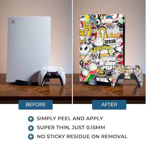 Image of PS5 Skin Protector for Console Wrap Sticker Skin with 2 Wireless Controller Decal Sticker (D)