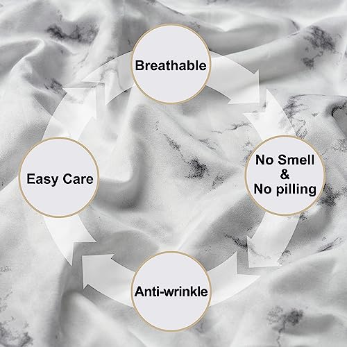 Image of Best Season Bed Sheet Set 4 Pieces -Queen Size-Soft Durable Microfiber Bedding Sheet Set,Deep Pocket,Stain,Fade & Wrinkle Resistant(White Marble)