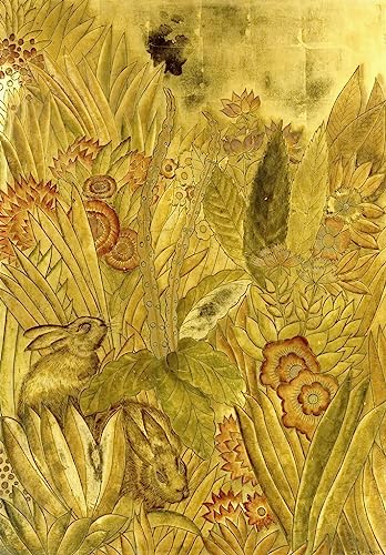 Toile Jean Dunand lapins et fleurs 50x70cm, impression haute définition d'art