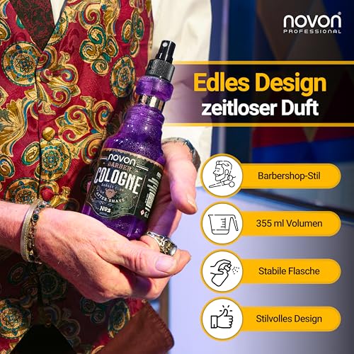 5. Bild von novon Professional Barber Cologne No.1,2,3,4 & 5-355 ml - After Shave Spray für Männer - Rasur Duftwasser aromatisch-intensiv - Barber Eau de Cologne