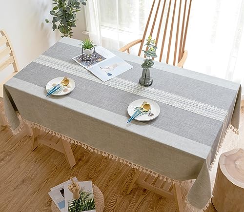 Nappe grise 110x170cm à franges KnSam en polyester - 4