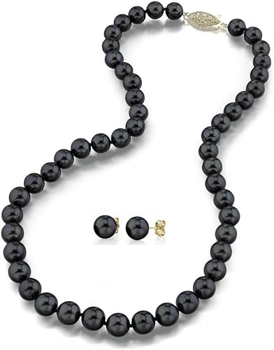 Miniatura 5 de The Pearl SOURCE - Juego de collar y pendientes de perlas cultivadas de Akoya de oro de 14 quilates de 65 a 0276in de longitud princesa para mujer
