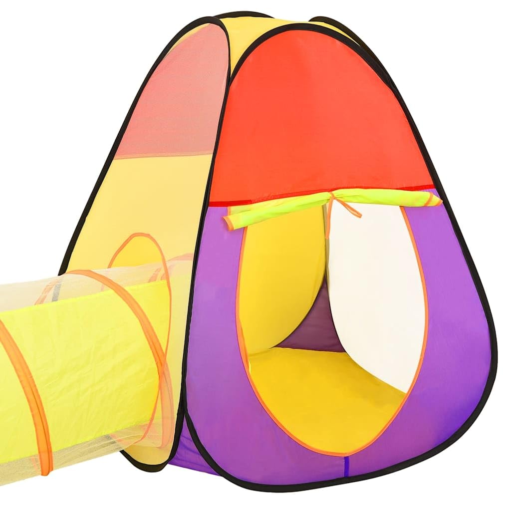 Spielzelt mit 250 Bällen Mehrfarbig 255x80x100 cm Kinderzelt mit Spieltunnel und Würfelzelt Pop-up Krabbeltunnel für drinnen draußen Garten Kinderzimmer Motorik Förderung