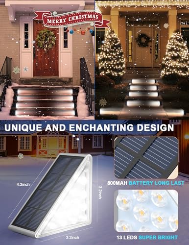 Image of AUDLES LED Solar Step Lights for Stairs, Deck, Yard, Patio, Garden, Walkways, Front Door, Pathway, Driveway, Porch - IP67 Decoration Lights 6PK