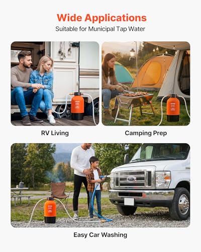 Image of VEVOR RV Water Softener, 12,000 Grain, Portable Water Softener System with NPT 3 /4 inch Fittings, Food-Grade Resin, Quick Connect, Convenient for RVs, Trailers, Boats, Mobile Car Washing, Pressure Washing