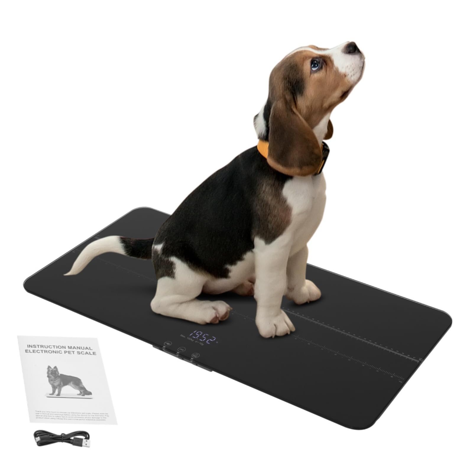 Báscula digital para mascotas – Báscula para perros grandes y gatos de hasta 100 kg, precisión de 10 g – Báscula de peso para mascotas con 3 modos de pesaje (kg lb oz), carga USB, función de sujeción