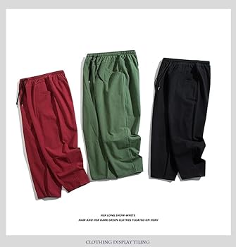 GaoLeAve Man Cotton Ankle Length Pants Summer Casual Pants Man