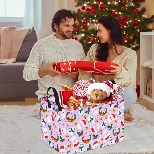 Image of Rectangular Christmas Basket Storage Bin Collapsible Nursery Hamper Book Shelf Basket Xmas Party Box
