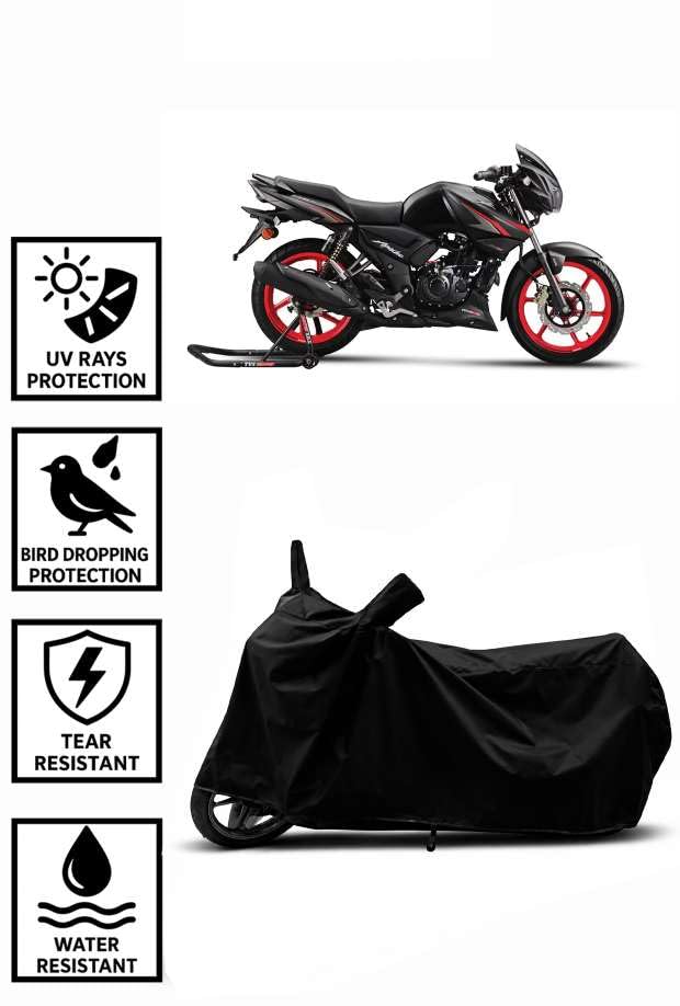 Image of Heavy Duty Waterproof Scooty & Bike Cover for Tvs Apache RTR 160 - UV Resistant, Dustproof & Rain Protection, All-Weather Outdoor Cover for Bikes & Scooty with Buckle Straps