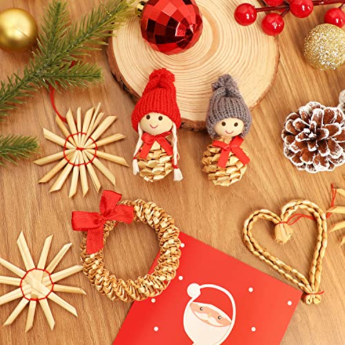 Strosterren kerstboom, 52 stuks kerstboomversiering stro hanger stroster kerstboom sieraden strohanger natuurlijke kerstboomhanger kerstdecoratie - Image 5