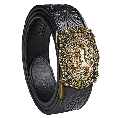 Image of Dubulle Designer Men's Belts, Ratchet Leather Sliding Buckle Dress Belt
