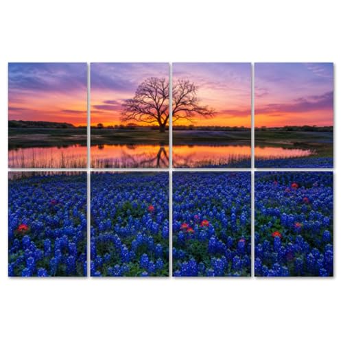 Pack de 8 paneles acústicos decorativos autoadhesivos 48"x72" con diseño Texas Bluebonnet, absorción de sonido para estudio de grabación y paredes miniatura 1