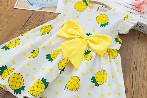 Gaoqi Vestidos para meninas gêmeos vestido de abacaxi estampado festa infantil meninas bebê laço cas