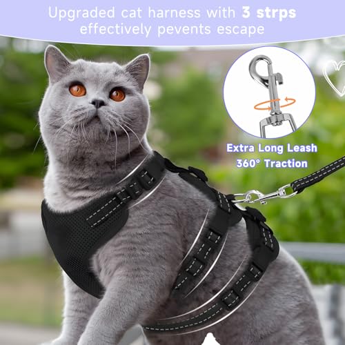 MOTIBACK Katzengeschirr mit Leine Ausbruchsicher, Metallring, Leichtes Weiches Reflektierendes Verstellbares Geschirr für Kleine Katzen zum Spazieren und Reisen. (S)