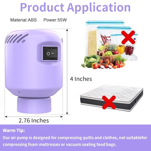 Image of LISACOOL Portable Vacuum Pump Electric Pump Storage Bags for Various Vacuum | 80%Space Saver,Travel Packing Essential&Luggage Space Saving,Seasonal Clothing & Bedding Storage,Dorm Organizing Fast