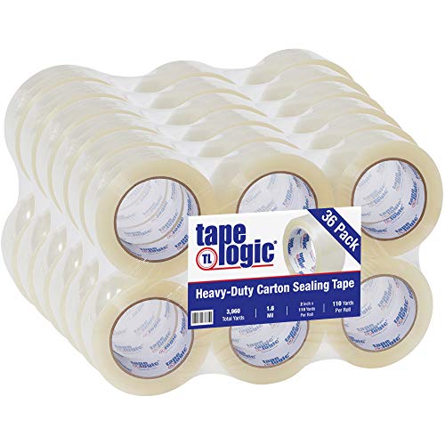 Image of Aviditi Tape Logic 2 Inch x 110 Yard 1.6 Mil Clear, Heavy Duty Acrylic Packing Tape, 36 Pack, Perfect for Packing, Shipping, Moving, Home and Office